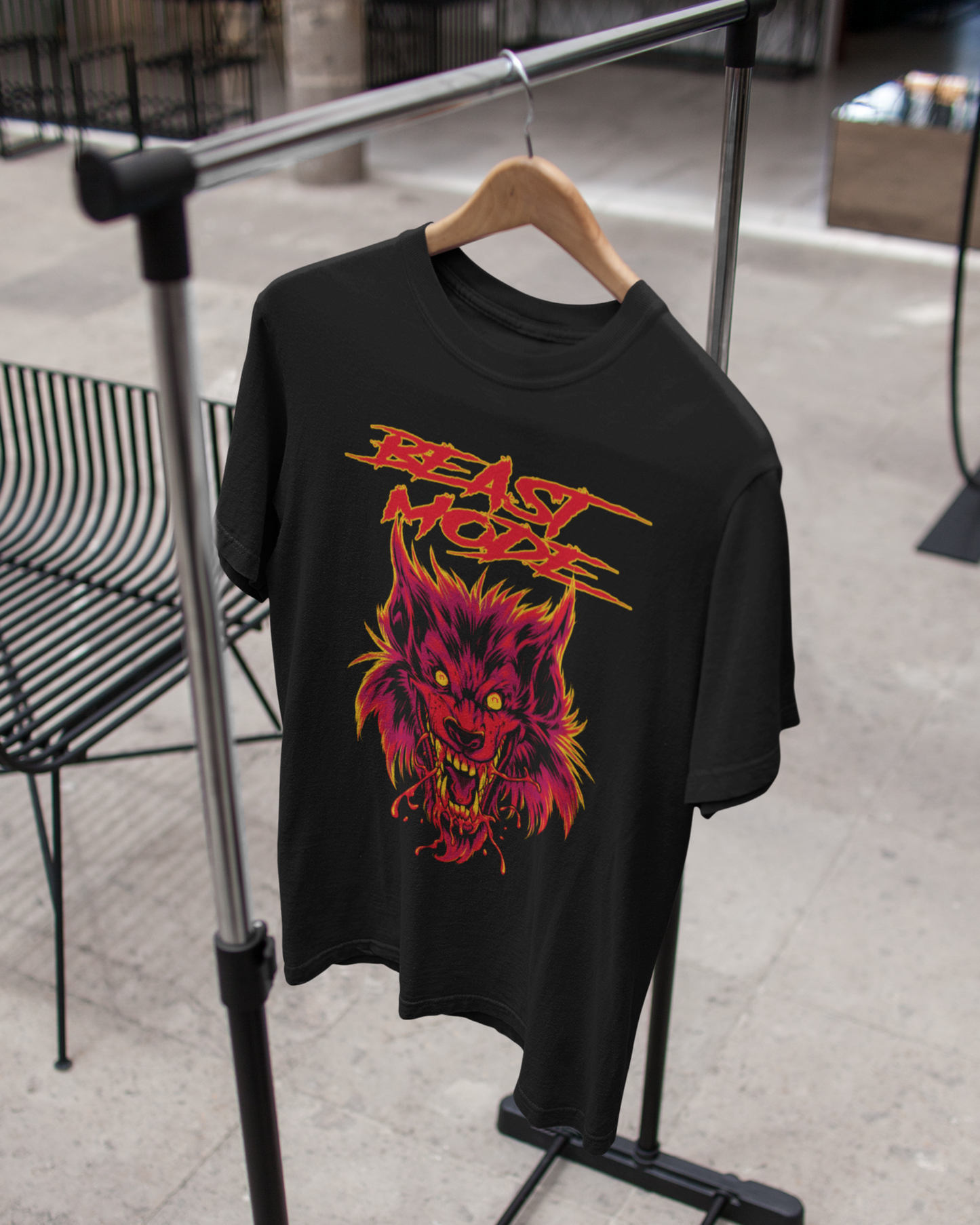 Feral Fury – Savage Wolf Beast Mode Premium Black T-Shirt - AWBlack