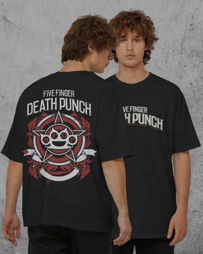 Five Finger Death Punch Oversized T-Shirt | Heavy Metal Rock Band Graphic Tee | 240 GSM Cotton | XS-2XL | AWBlack