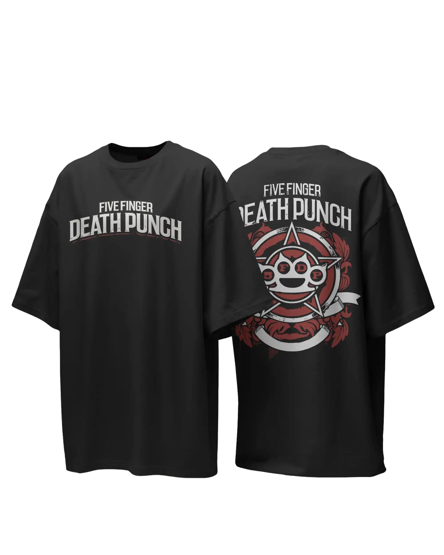Five Finger Death Punch Oversized T-Shirt | Heavy Metal Rock Band Graphic Tee | 240 GSM Cotton | XS-2XL | AWBlack