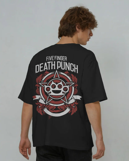 Five Finger Death Punch Oversized T-Shirt | Heavy Metal Rock Band Graphic Tee | 240 GSM Cotton | XS-2XL | AWBlack