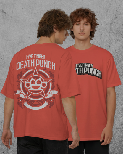Five Finger Death Punch Oversized T-Shirt | Heavy Metal Rock Band Graphic Tee | 240 GSM Cotton | XS-2XL | AWBlack