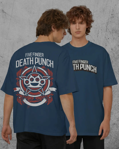 Five Finger Death Punch Oversized T-Shirt | Heavy Metal Rock Band Graphic Tee | 240 GSM Cotton | XS-2XL | AWBlack