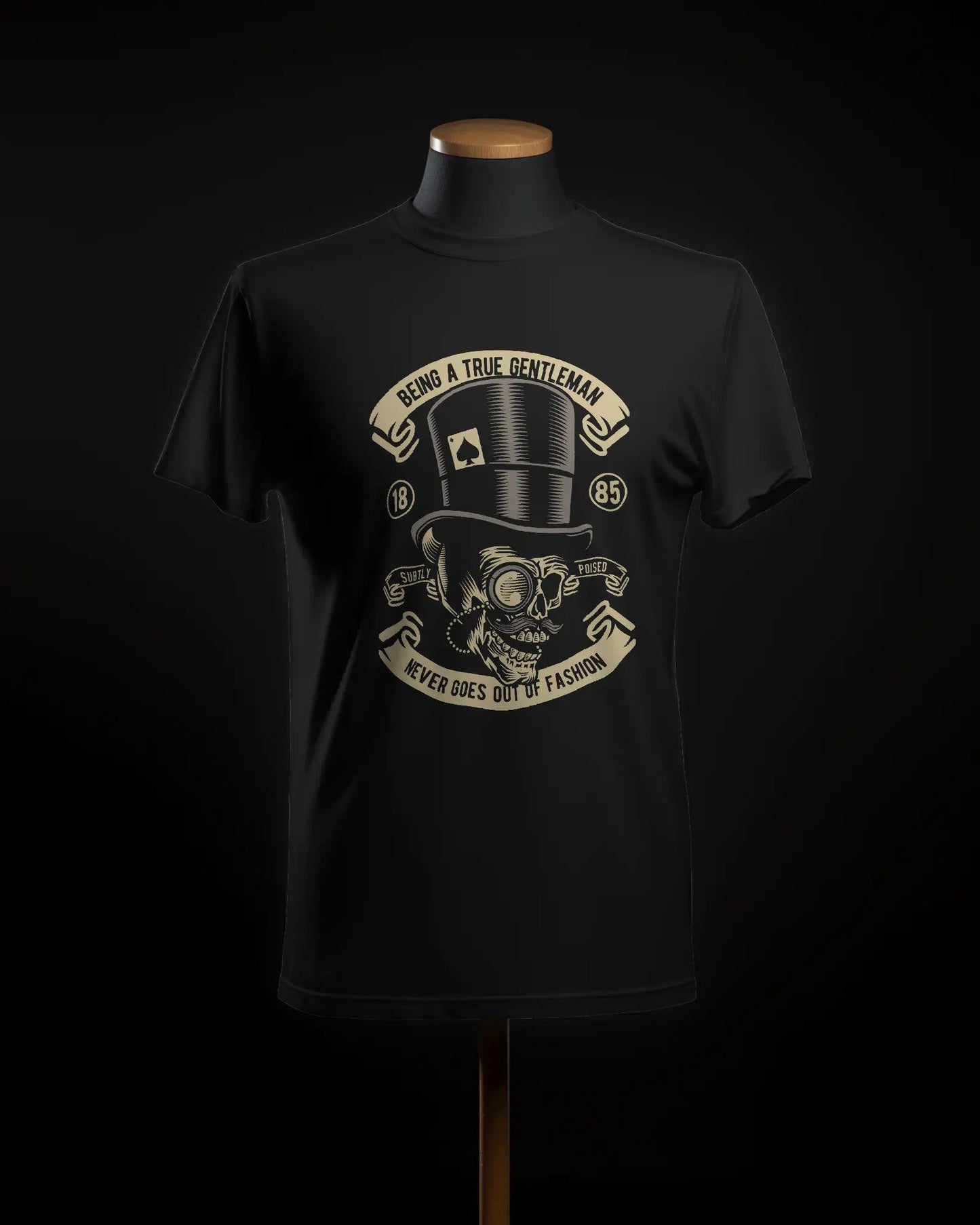 Gentleman's Gambit Retro Skull Cardistry - Premium Black Tshirt - AWBlack