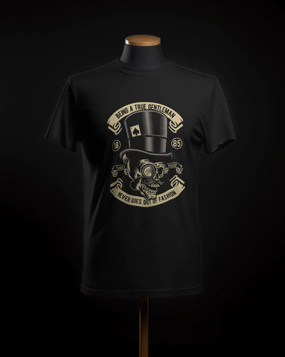 Gentleman's Gambit Retro Skull Cardistry - Premium Black Tshirt - AWBlack