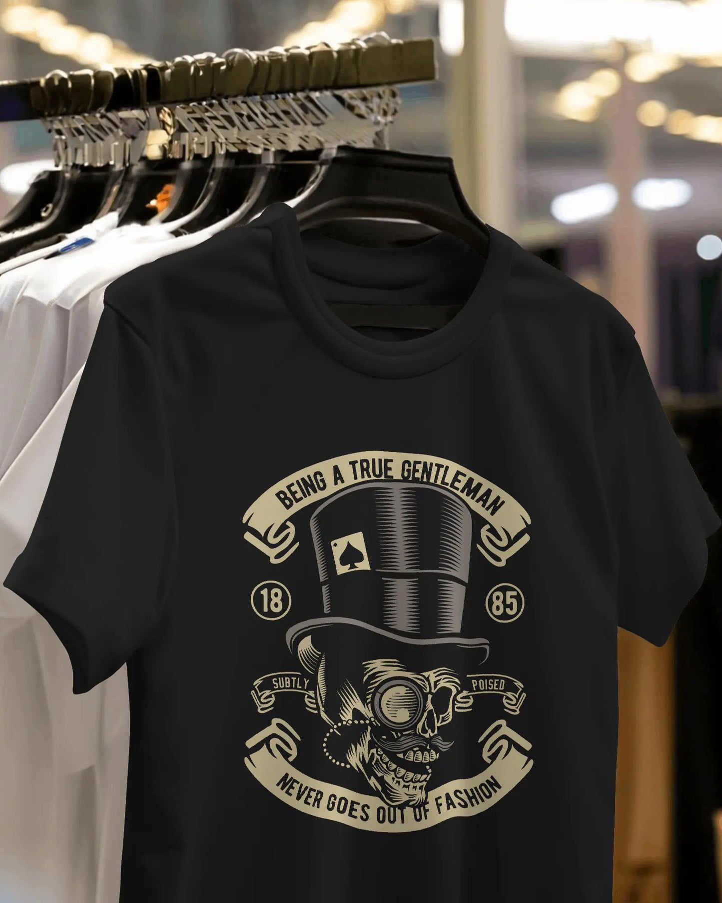 Gentleman's Gambit Retro Skull Cardistry - Premium Black Tshirt - AWBlack