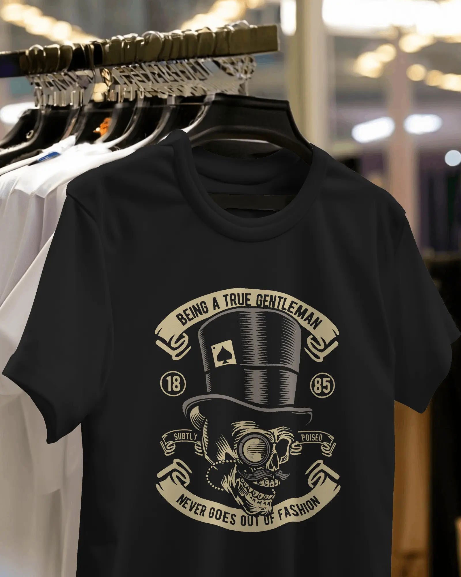 Gentleman's Gambit Retro Skull Cardistry - Premium Black Tshirt - AWBlack