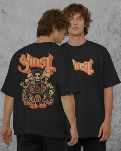 Ghost Oversized T-Shirt | Heavy Metal Rock Band Graphic Tee | 240 GSM Cotton | XS-2XL | AWBlack