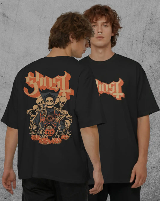 Ghost Oversized T-Shirt | Heavy Metal Rock Band Graphic Tee | 240 GSM Cotton | XS-2XL | AWBlack