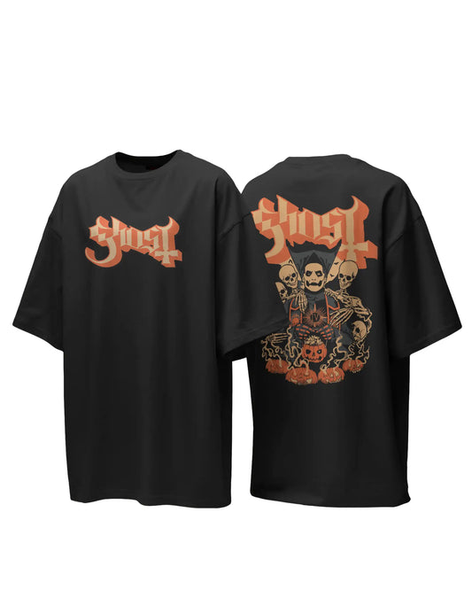Ghost Oversized T-Shirt | Heavy Metal Rock Band Graphic Tee | 240 GSM Cotton | XS-2XL | AWBlack