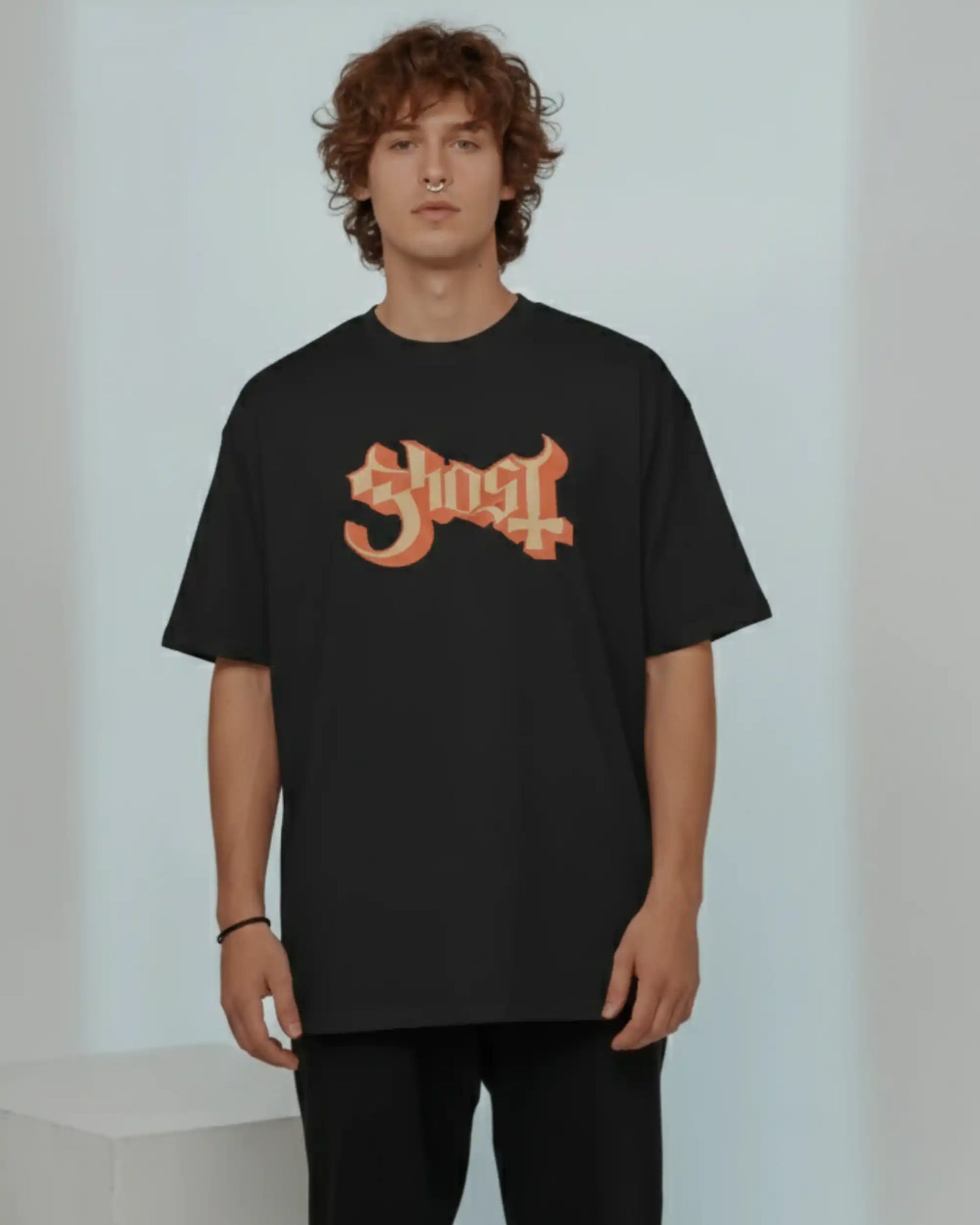Ghost Oversized T-Shirt | Heavy Metal Rock Band Graphic Tee | 240 GSM Cotton | XS-2XL | AWBlack