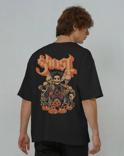 Ghost Oversized T-Shirt | Heavy Metal Rock Band Graphic Tee | 240 GSM Cotton | XS-2XL | AWBlack