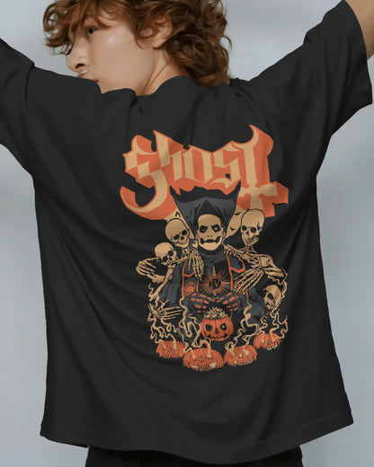 Ghost Oversized T-Shirt | Heavy Metal Rock Band Graphic Tee | 240 GSM Cotton | XS-2XL | AWBlack