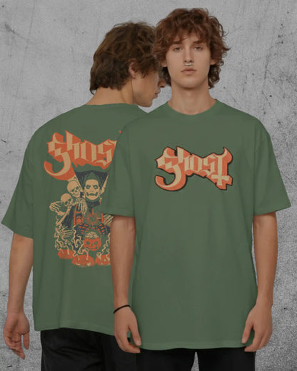 Ghost Oversized T-Shirt | Heavy Metal Rock Band Graphic Tee | 240 GSM Cotton | XS-2XL | AWBlack