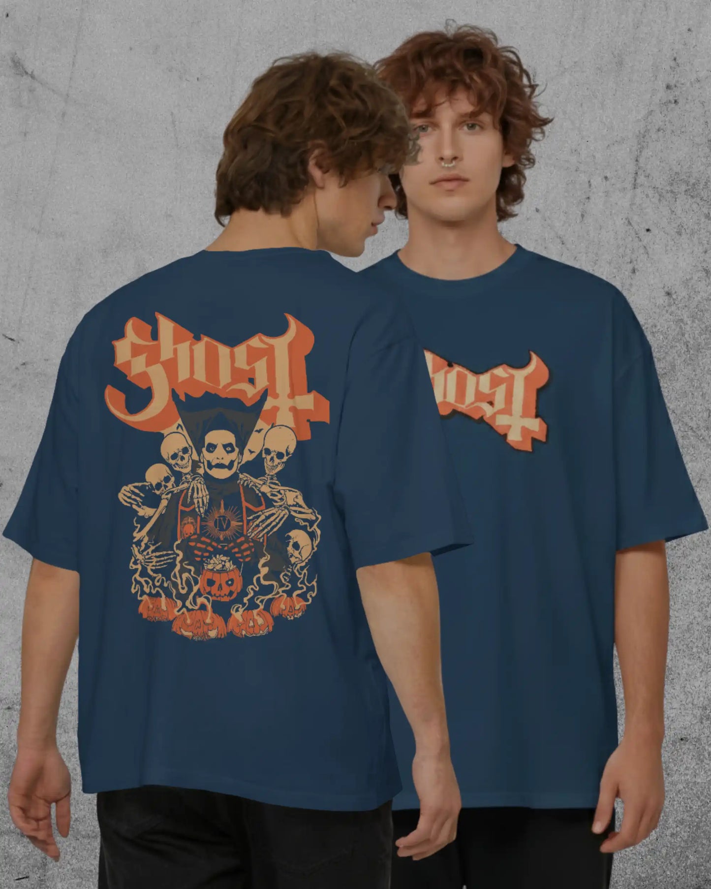 Ghost Oversized T-Shirt | Heavy Metal Rock Band Graphic Tee | 240 GSM Cotton | XS-2XL | AWBlack