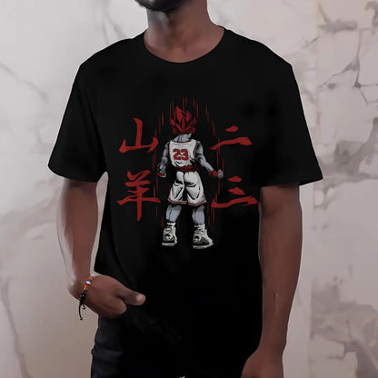 Goku in Sportswear Ready for Battle - Premium Black T-Shirt - AWBlack
