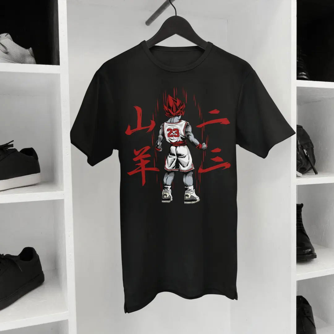 Goku in Sportswear Ready for Battle - Premium Black T-Shirt - AWBlack