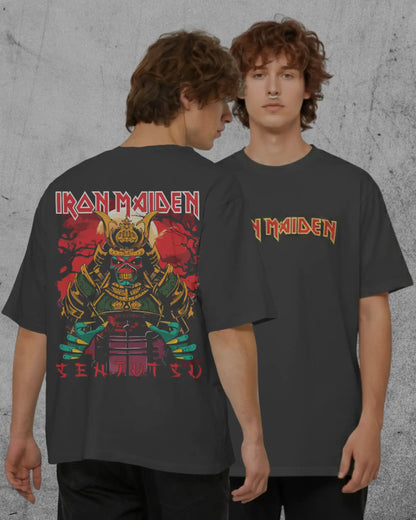 Iron Maiden Oversized T-Shirt | Heavy Metal Rock Band Graphic Tee | 240 GSM Cotton | XS-2XL | AWBlack