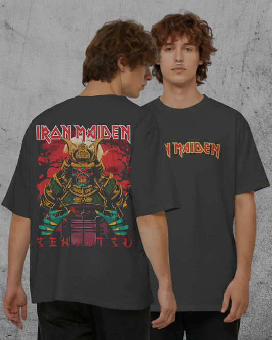 Iron Maiden Oversized T-Shirt | Heavy Metal Rock Band Graphic Tee | 240 GSM Cotton | XS-2XL | AWBlack