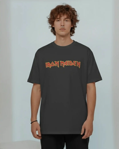 Iron Maiden Oversized T-Shirt | Heavy Metal Rock Band Graphic Tee | 240 GSM Cotton | XS-2XL | AWBlack