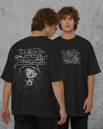 King Diamond Oversized T-Shirt | Heavy Metal Rock Band Graphic Tee | 240 GSM Cotton | XS-2XL | AWBlack