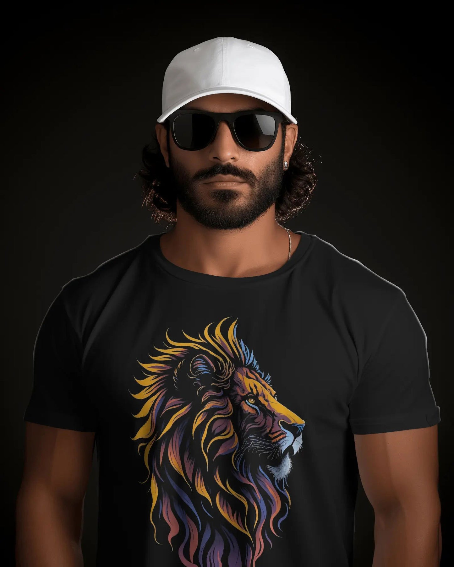 Majesty Unleashed: AI-Enriched Roaring Lion - Premium Black Tshirt - AWBlack