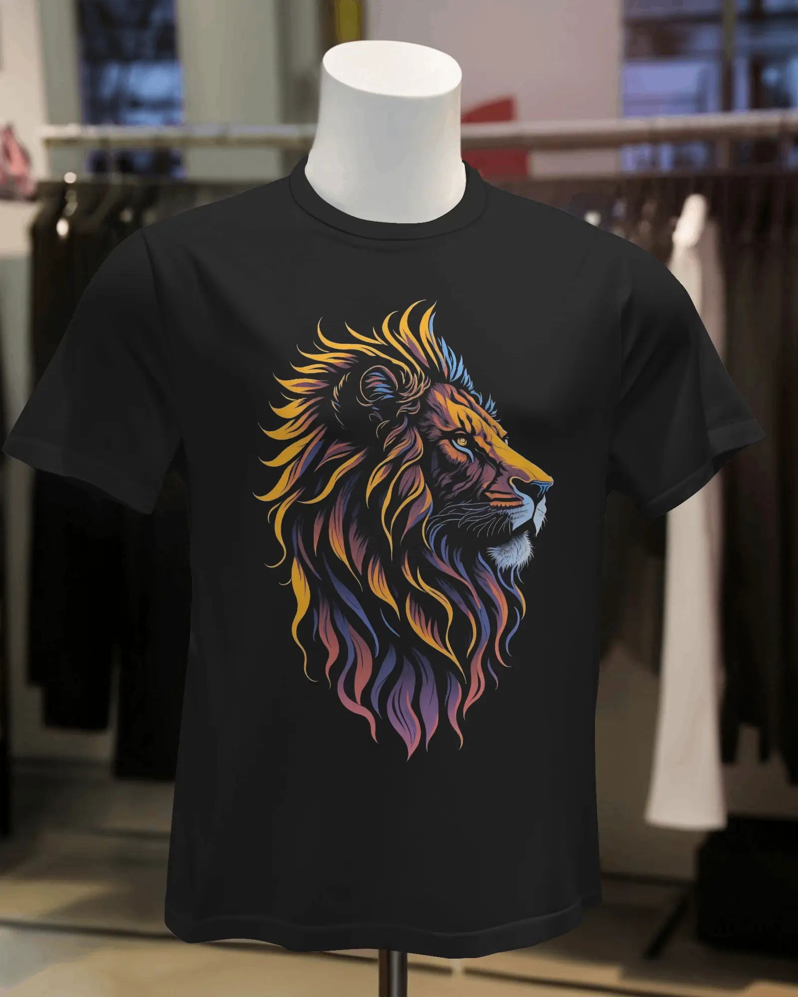 Majesty Unleashed: AI-Enriched Roaring Lion - Premium Black Tshirt - AWBlack