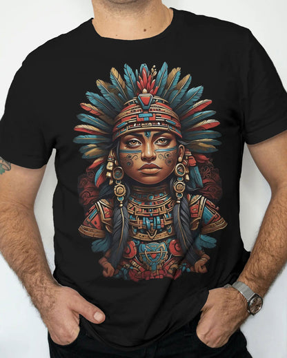 Mayan Majesty Tribal Feathers and Tattoos Ensemble - Premium Black Tshirt - AWBlack