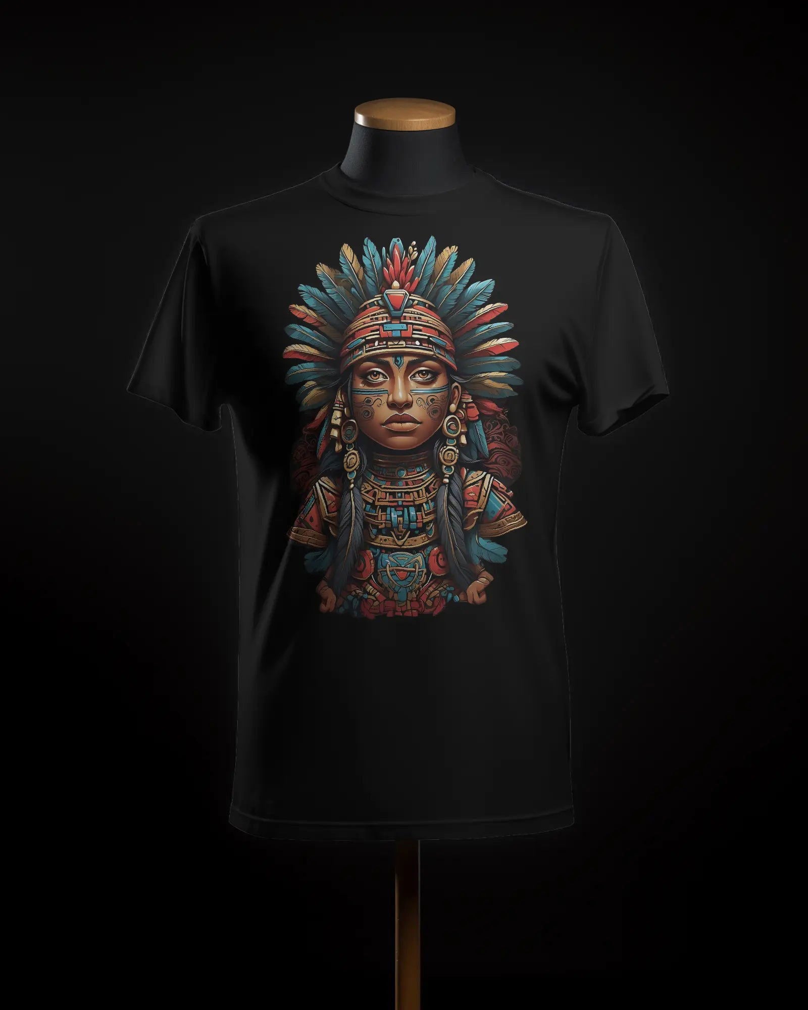 Mayan Majesty Tribal Feathers and Tattoos Ensemble - Premium Black Tshirt - AWBlack