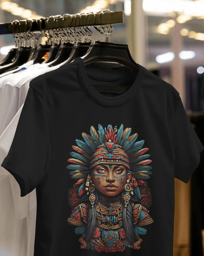 Mayan Majesty Tribal Feathers and Tattoos Ensemble - Premium Black Tshirt - AWBlack