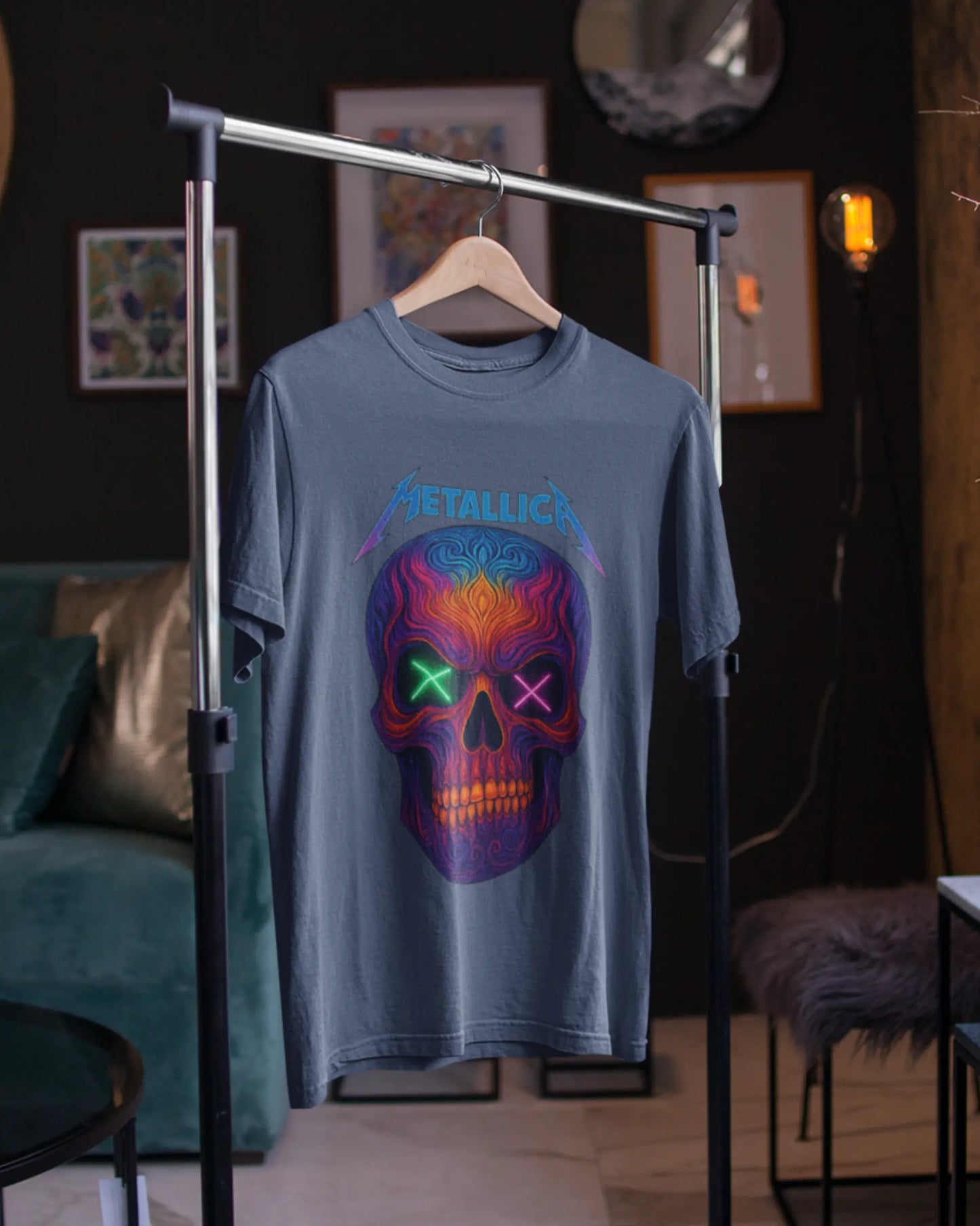Neon Skull Metal T-Shirt | Multi-Fit Premium 180 GSM | S-7XL