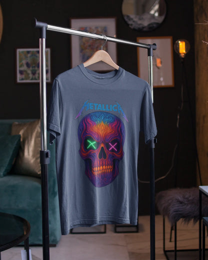 Neon Skull Metal T-Shirt | Multi-Fit Premium 180 GSM | S-7XL