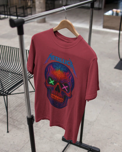 Neon Skull Metal T-Shirt | Multi-Fit Premium 180 GSM | S-7XL