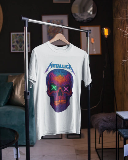 Neon Skull Metal T-Shirt | Multi-Fit Premium 180 GSM | S-7XL