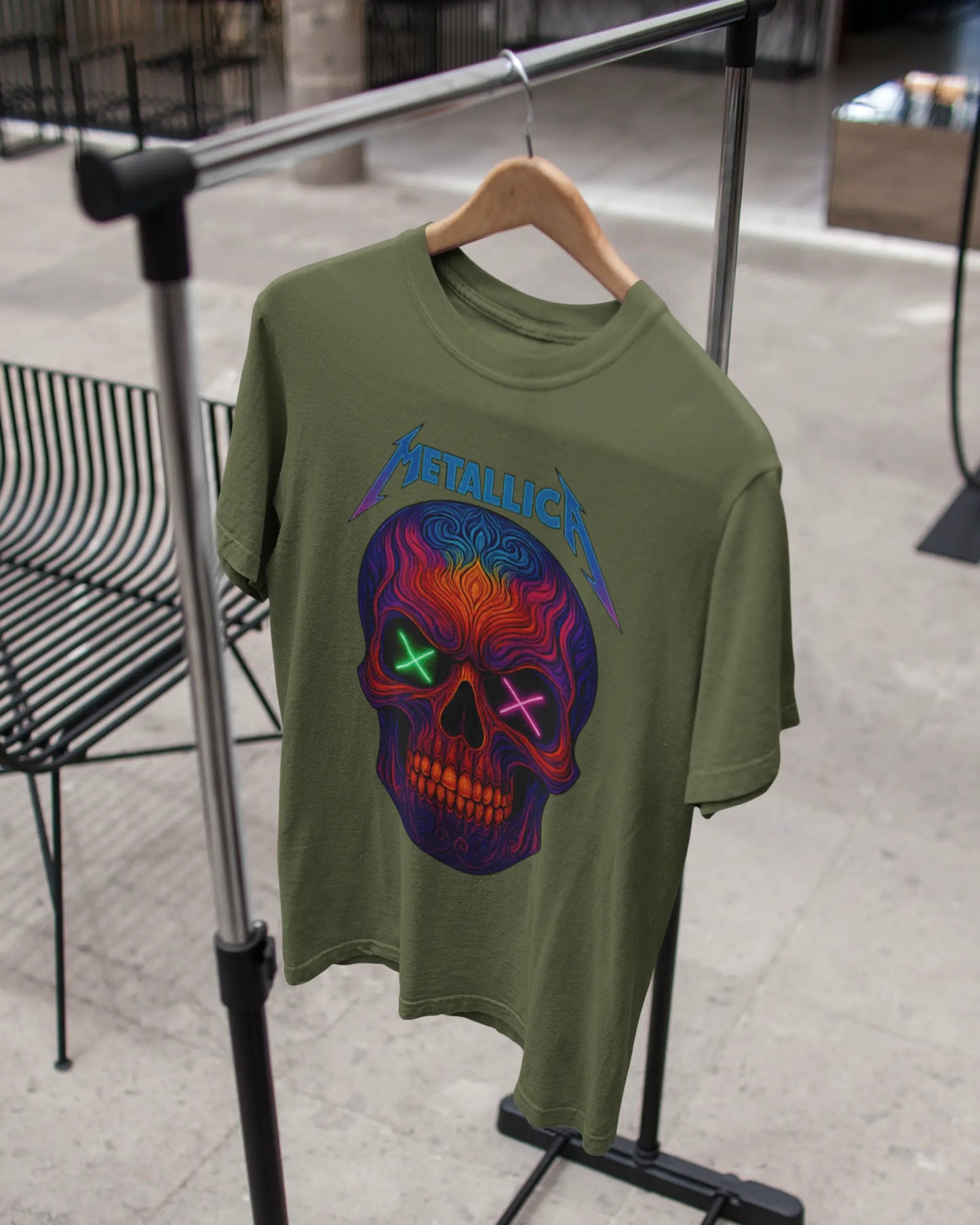 Neon Skull Metal T-Shirt | Multi-Fit Premium 180 GSM | S-7XL