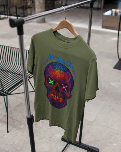 Neon Skull Metal T-Shirt | Multi-Fit Premium 180 GSM | S-7XL
