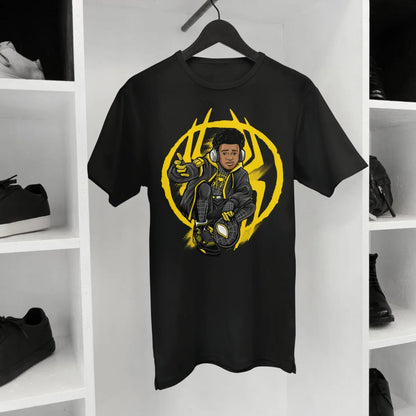 Miles Morales in Hoodie with Spidey Design - Premium Black T-Shirt for Spider-Man Fans - AWBlack