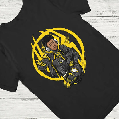 Miles Morales in Hoodie with Spidey Design - Premium Black T-Shirt for Spider-Man Fans - AWBlack