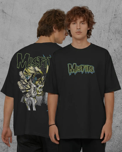Misfits Oversized T-Shirt | Heavy Metal Rock Band Graphic Tee | 240 GSM Cotton | XS-2XL | AWBlack