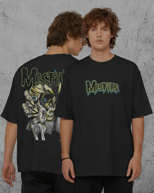 Misfits Oversized T-Shirt | Heavy Metal Rock Band Graphic Tee | 240 GSM Cotton | XS-2XL | AWBlack