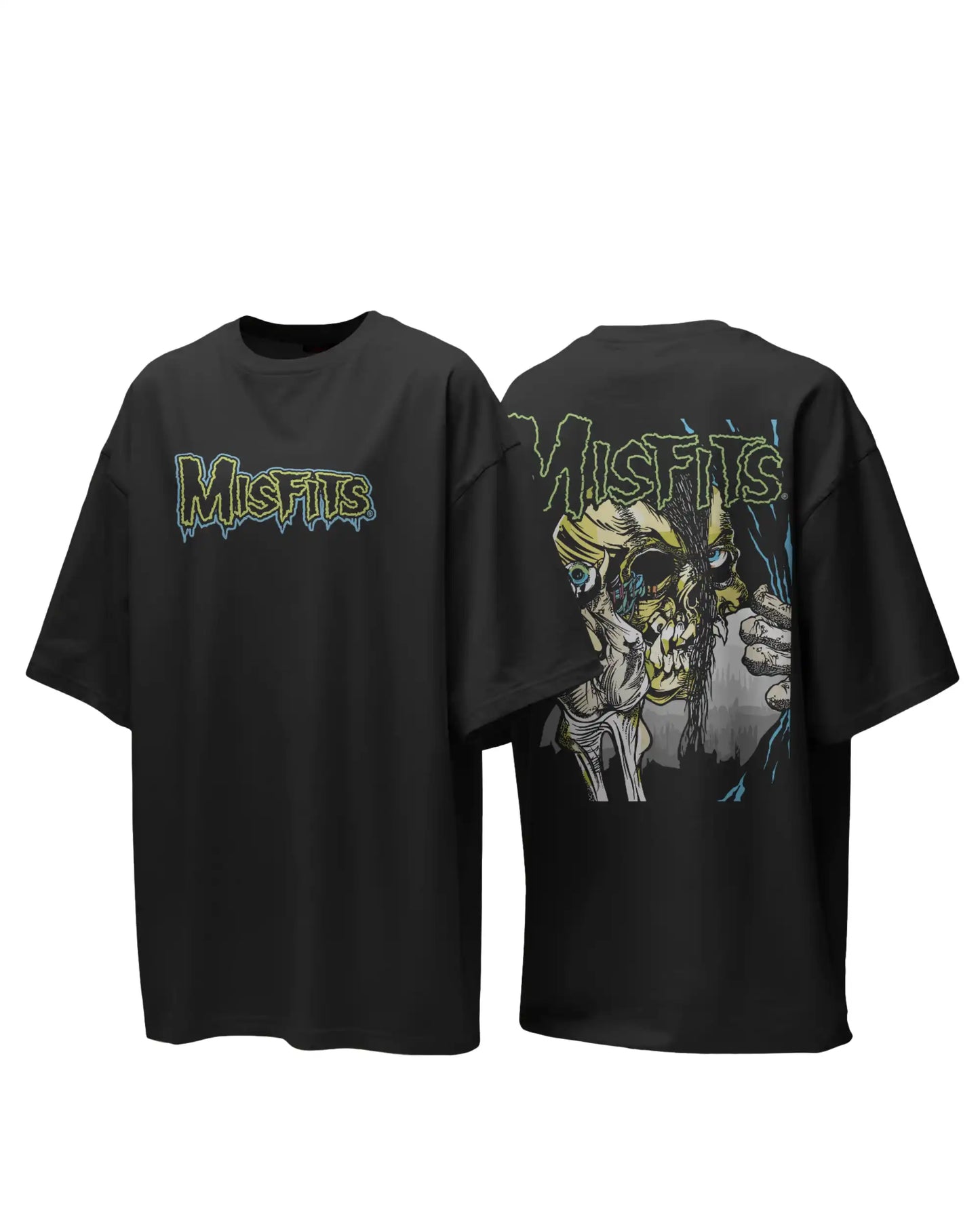 Misfits Oversized T-Shirt | Heavy Metal Rock Band Graphic Tee | 240 GSM Cotton | XS-2XL | AWBlack