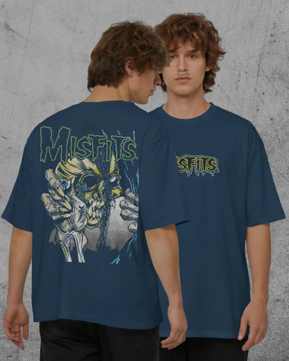 Misfits Oversized T-Shirt | Heavy Metal Rock Band Graphic Tee | 240 GSM Cotton | XS-2XL | AWBlack