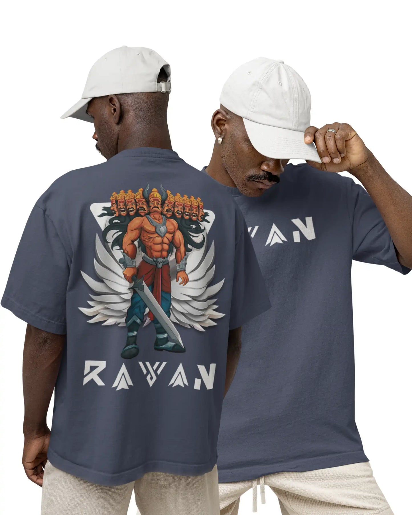 🔥🛕 Ravan Ramayana Plus-Size T-Shirt – Mythology Graphic Tee | 180 GSM Cotton S–7XL | AWBlack