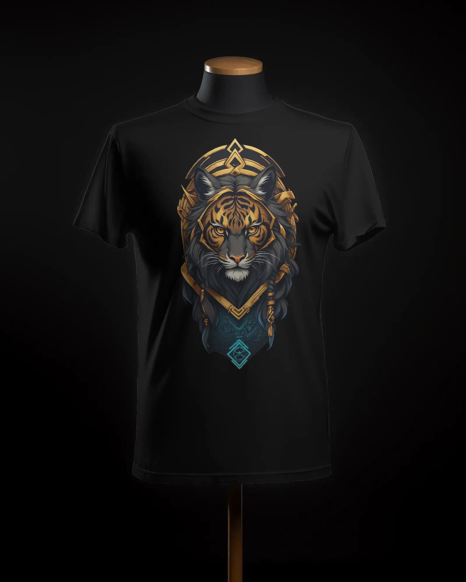 Neon Sovereign Golden Tiger King of Tomorrow - Premium Black Tshirt - AWBlack