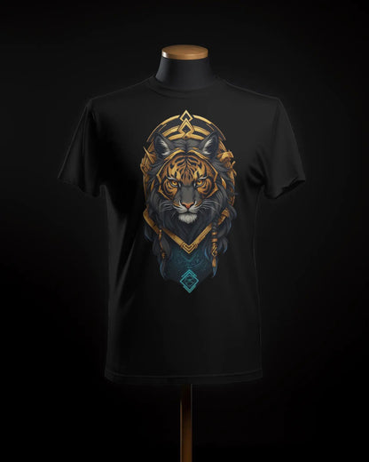 Neon Sovereign Golden Tiger King of Tomorrow - Premium Black Tshirt - AWBlack
