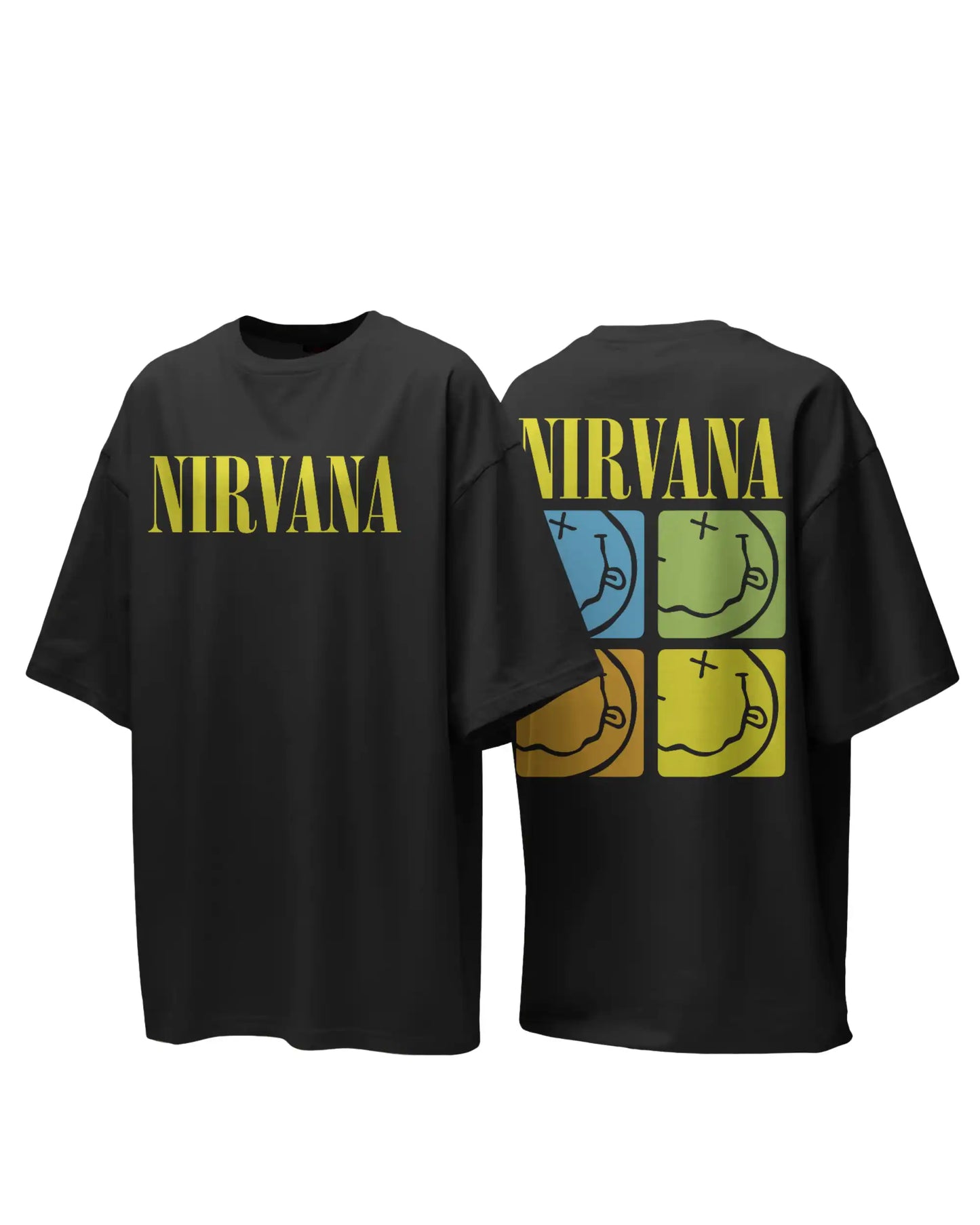 Nirvana Oversized T-Shirt | Heavy Metal Rock Band Graphic Tee | 240 GSM Cotton | XS-2XL | AWBlack