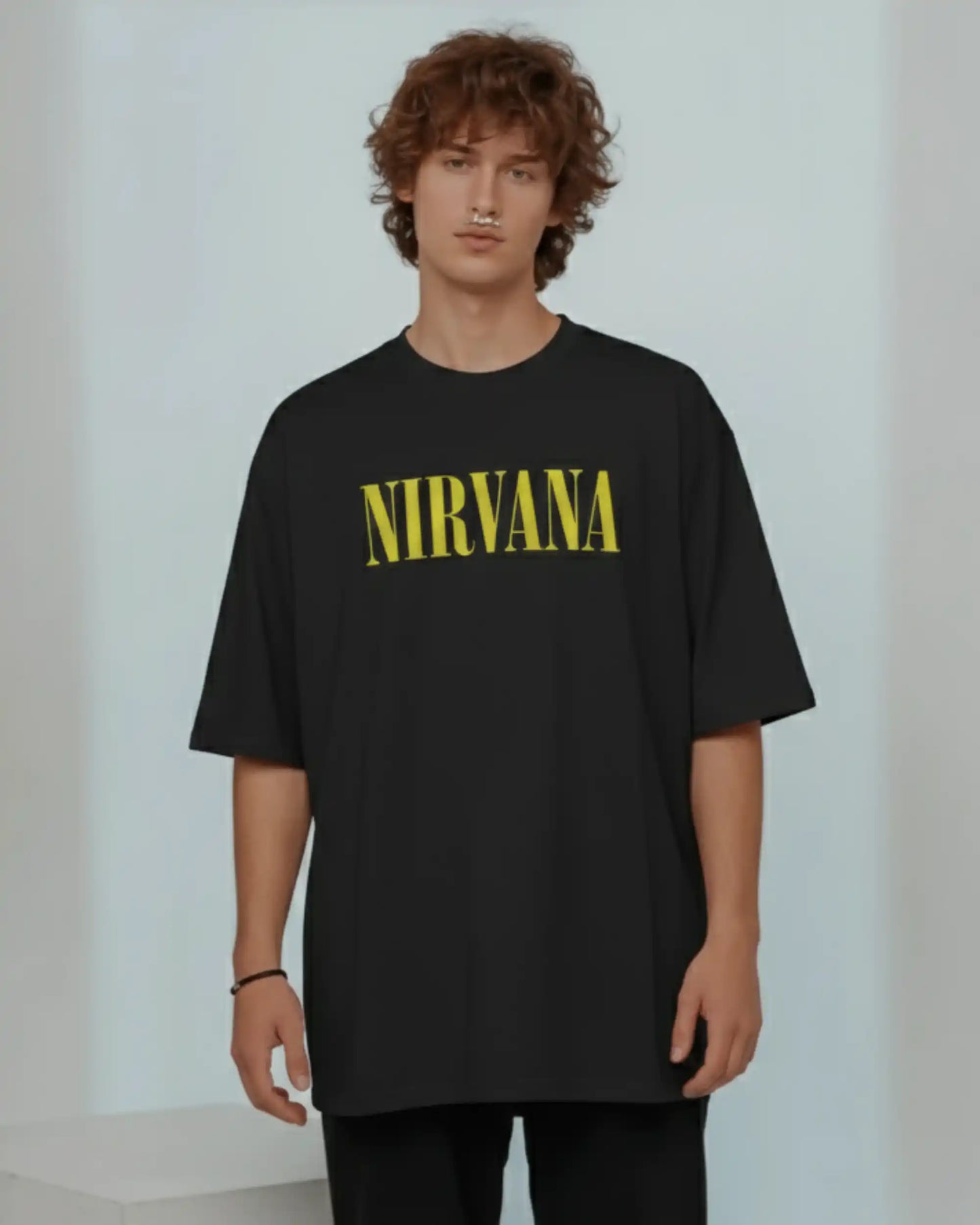 Nirvana Oversized T-Shirt | Heavy Metal Rock Band Graphic Tee | 240 GSM Cotton | XS-2XL | AWBlack