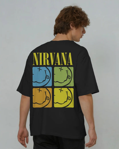 Nirvana Oversized T-Shirt | Heavy Metal Rock Band Graphic Tee | 240 GSM Cotton | XS-2XL | AWBlack