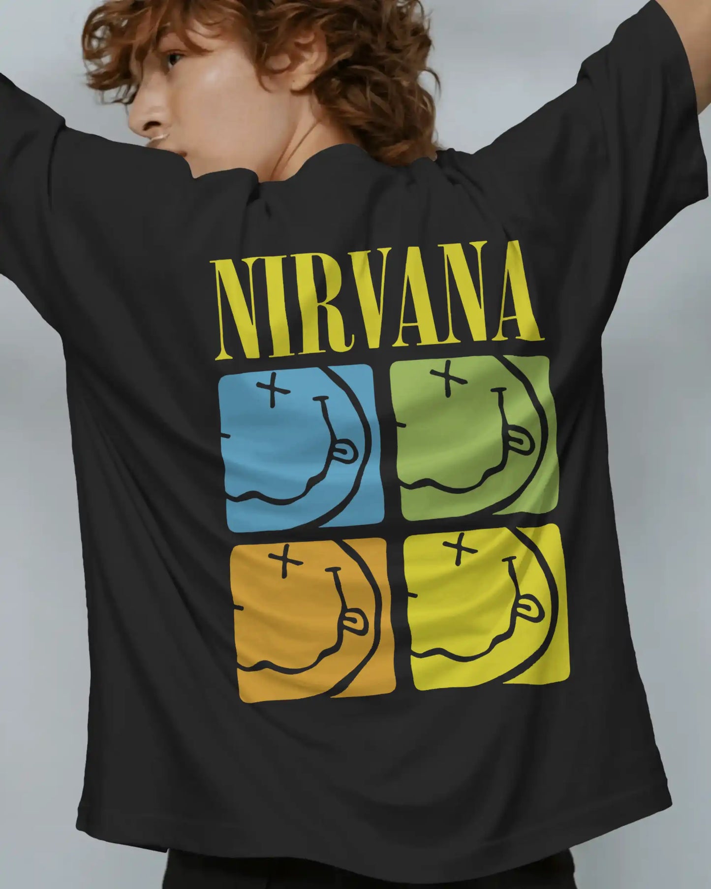 Nirvana Oversized T-Shirt | Heavy Metal Rock Band Graphic Tee | 240 GSM Cotton | XS-2XL | AWBlack