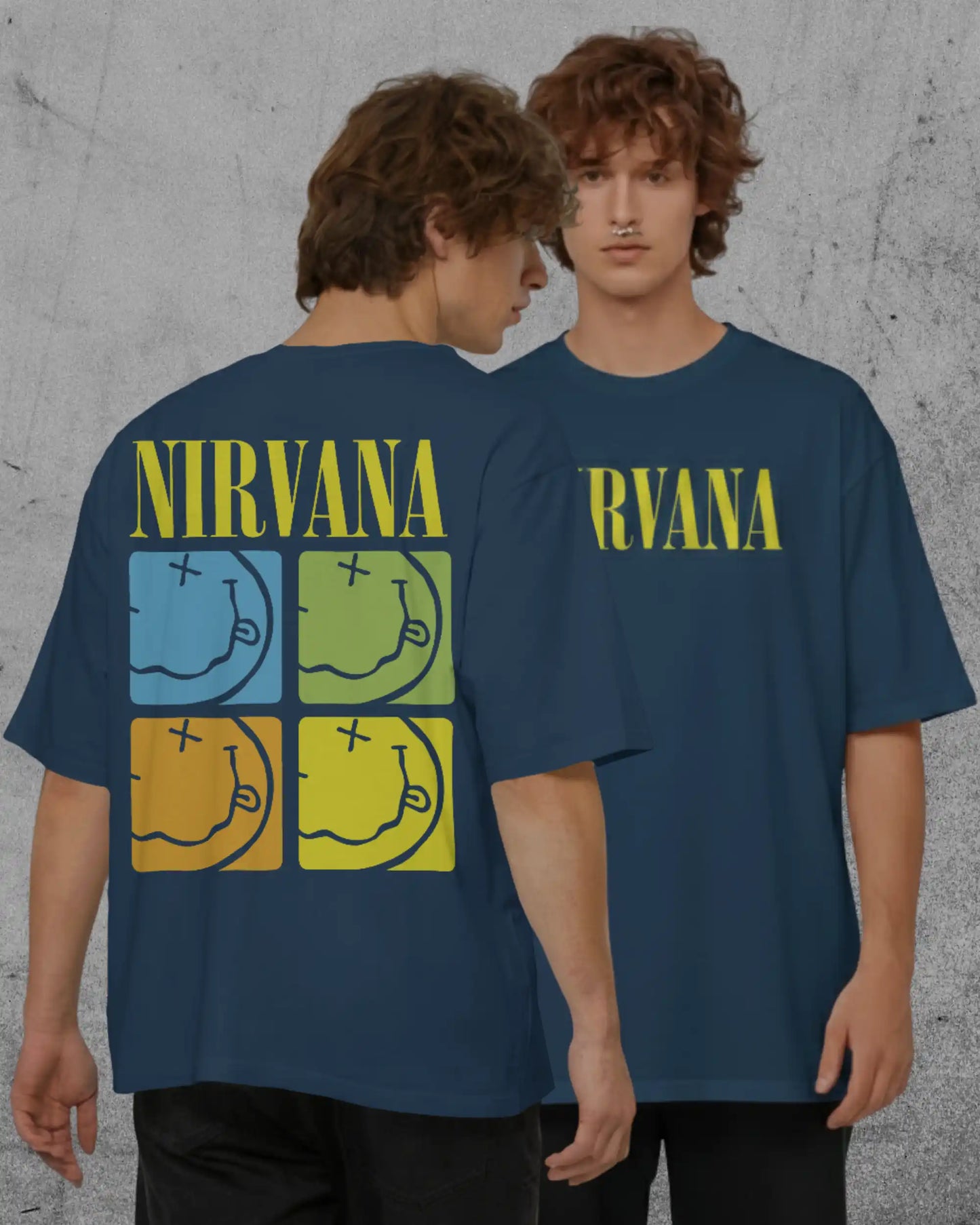 Nirvana Oversized T-Shirt | Heavy Metal Rock Band Graphic Tee | 240 GSM Cotton | XS-2XL | AWBlack