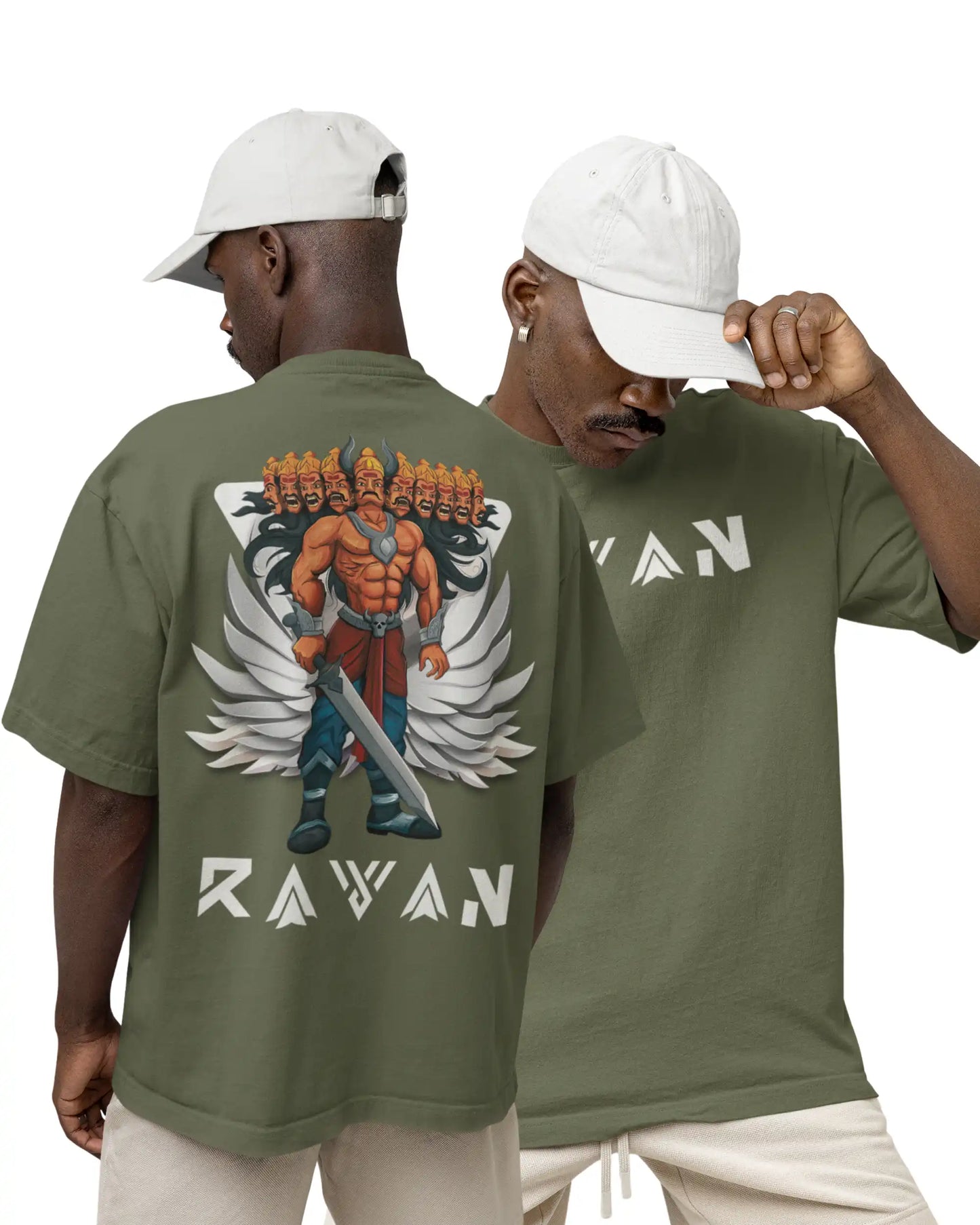 🔥🛕 Ravan Ramayana Plus-Size T-Shirt – Mythology Graphic Tee | 180 GSM Cotton S–7XL | AWBlack